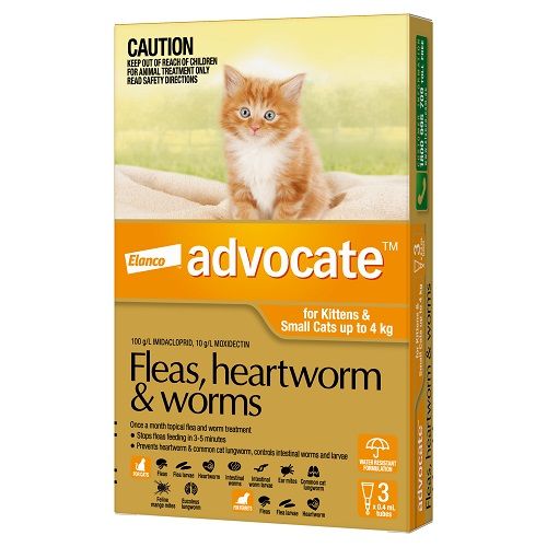 ADVOCATE CAT  0-4KG SMALL CATS & KITTENS 3'S ORANGE