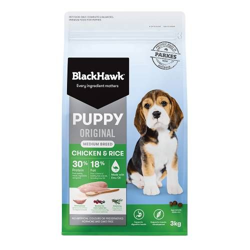 BLACK HAWK PUPPY MEDIUM BREED CHICKEN & RICE 3KG