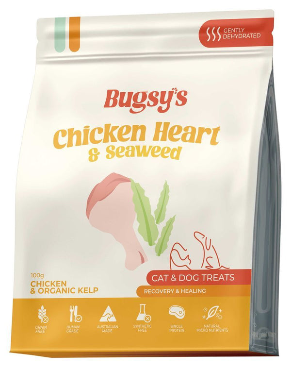 BUGSYS CHICKEN HEART & SEAWEED 100G