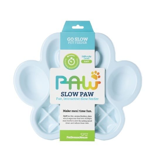 PET DREAMHOUSE PAW SLOW FEEDER BABY BLUE