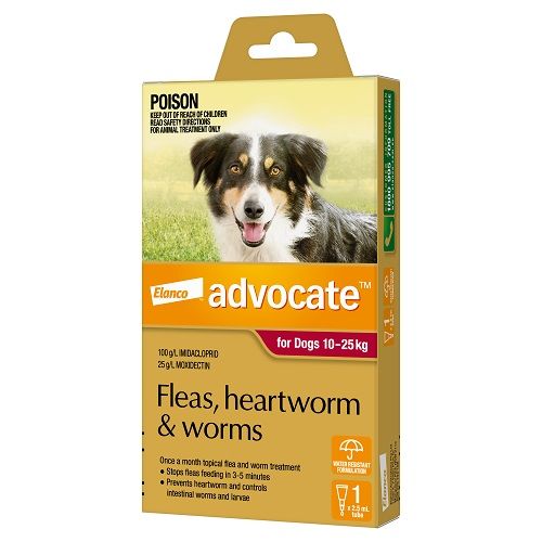 ADVOCATE DOG  10-25KG LARGE 1'S RED
