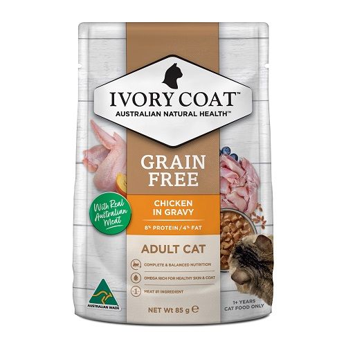 IVORY COAT CAT ADULT CHICKEN IN GRAVY 85G 12PK(OM12)