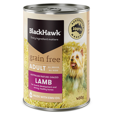 BLACK HAWK GRAIN FREE LAMB 400G 12PK (OM12)