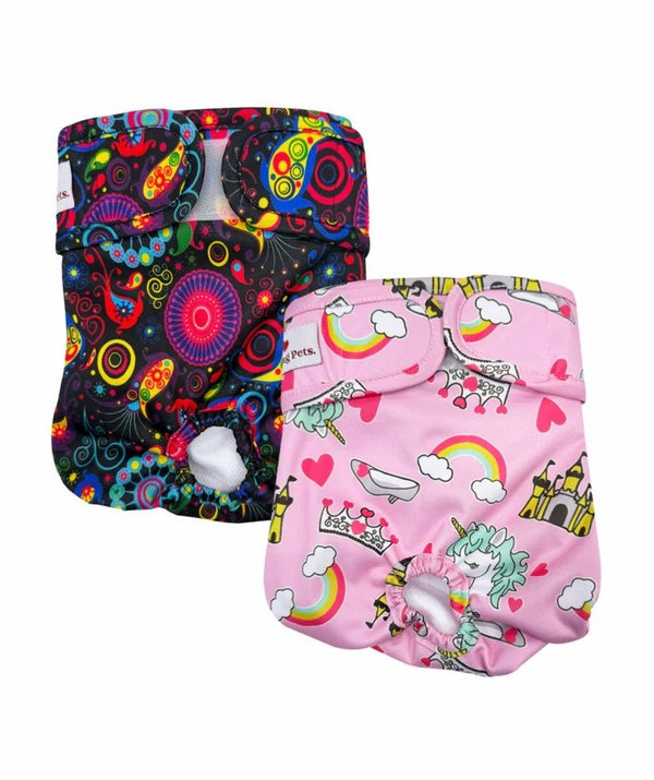 LOVING PETS WASHABLE NAPPIES PINK/PURPLE XSMALL 2PK