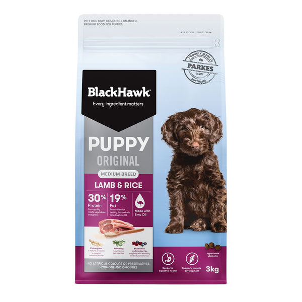 BLACK HAWK PUPPY MEDIUM BREED LAMB & RICE 3KG