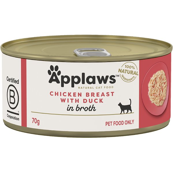 APPLAWS CAT CHICKEN BREAST DUCK IN BROTH 70G 24PK(OM24)