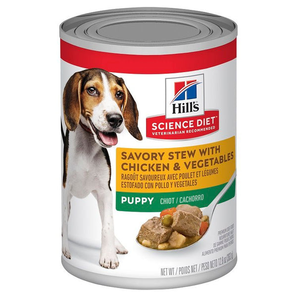 HILLS PUPPY SAVORY STEW CHICKEN VEG 362G 12PK(OM12)