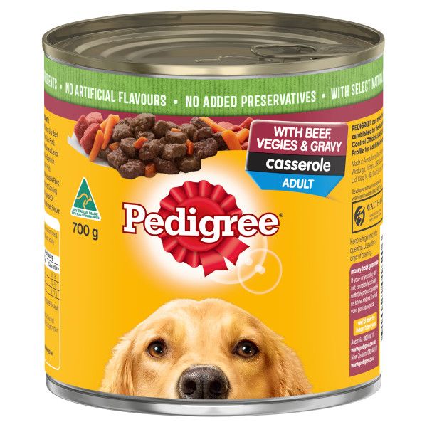 PEDIGREE WET CASSEROLE BEEF N GRVY 700G 12PK(OM12)