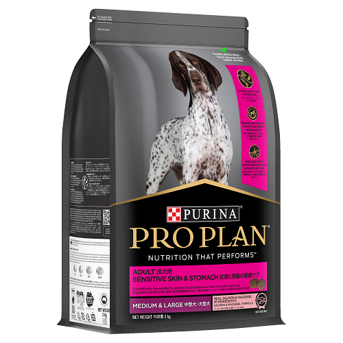 PRO PLAN ADULT SENSITIVE SKIN & STOMACH MED & LG BREED 3KG