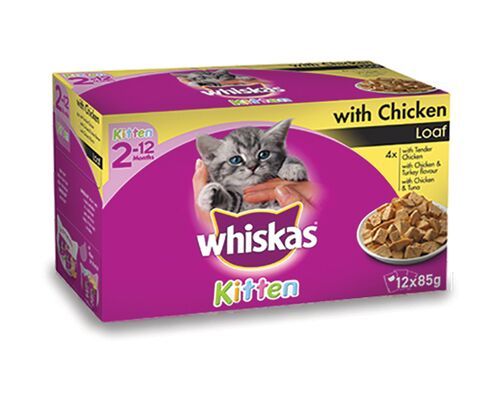 WHISKAS KITTEN CHICKEN WITH GRAVY MVMS 85G 1X12PK