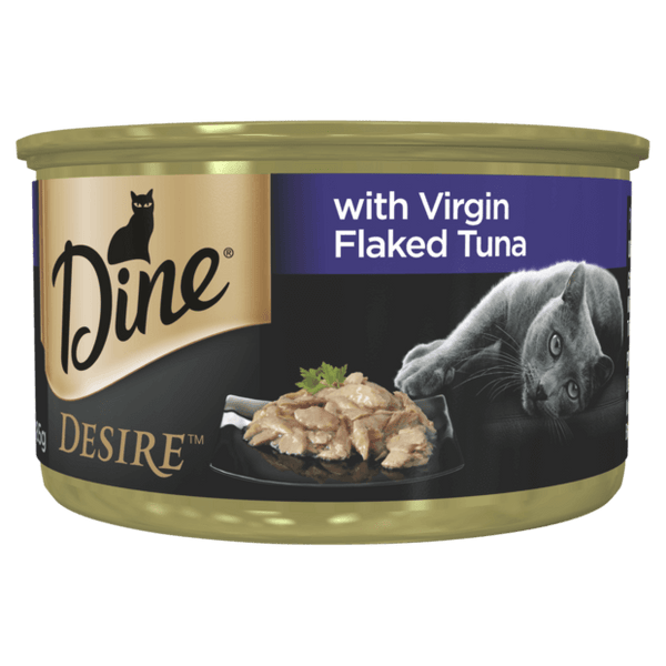 DINE WET DESIRE VIRGIN FLAKED TUNA 85G 24PK (OM24)